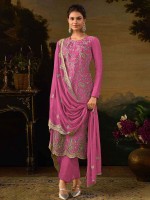 Barbie Pink Heavy Silk Designer Salwar Kameez